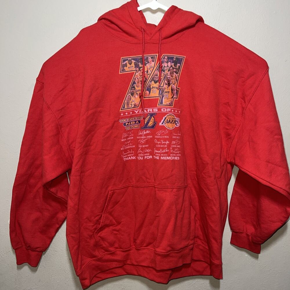 Vtg style Red LAKERS NBA 74 Years Of Greatness Hoodie Sweatshirt With Unique